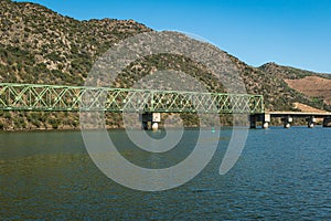 Douro valley view near the Ferradosa bridge at Sao Xisto Located in Vale de Figueira, Sao Joao da Pesqueira Municipality, the photo