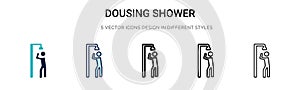 Dousing shower icon in filled, thin line, outline and stroke style. Vector illustration of two colored and black dousing shower