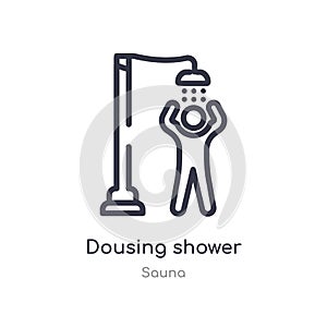 dousing shower outline icon. isolated line vector illustration from sauna collection. editable thin stroke dousing shower icon on