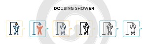 Dousing shower vector icon in 6 different modern styles. Black, two colored dousing shower icons designed in filled, outline, line