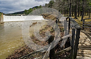 Douthat Lake Upper Dam at High Water - 3