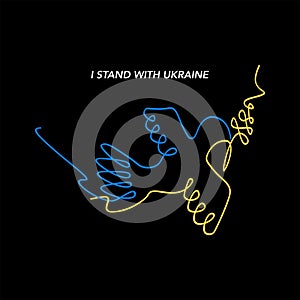 Dove as a peace symbol for Ukraine. Vector line art