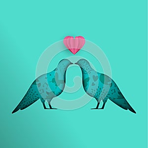 Dove bird paper cutout design for love concept