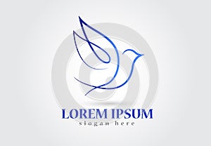 Dove bird of peace symbol logo photo