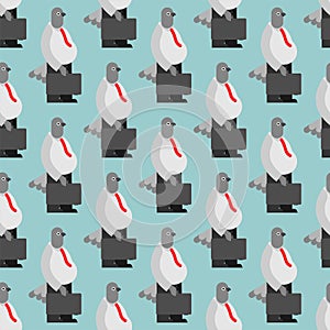 Dove businessman pattern seamless. pigeon boss background. bird in suit ornament. Fowl office clerk texture