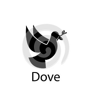 dove, flower icon. Element of Peace and humanrights icon. Premium quality graphic design icon. Signs and symbols collection icon
