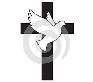 Paloma volador de religión. cruz. paloma de paz.. santo fantasma. iglesia designación de la organización o institución 