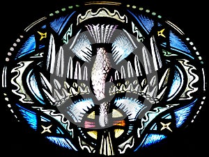 The Dove (holy spirit) in stained glass