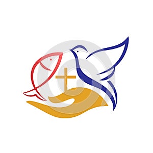 Dove icon with hand symbol.