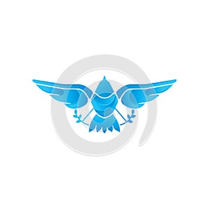 Dove Logo icon vector illustration. Abstract Line art of a flying dove with olive branch
