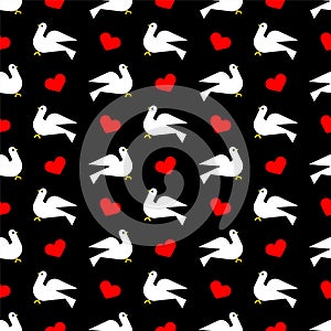 Dove and love pattern seamless. pigeon and heart background