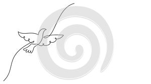 Dove One line drawing on white background