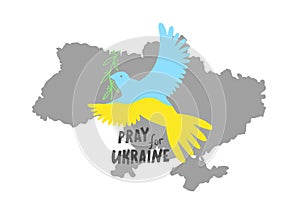 Dove of peace on the background of the map of Ukraine
