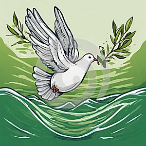 Dove of peace , peace bird, illustration of beautiful shiny dove