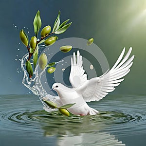 Dove of peace , peace bird, illustration of beautiful shiny dove