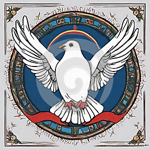 Dove of peace , peace bird, illustration of beautiful shiny dove