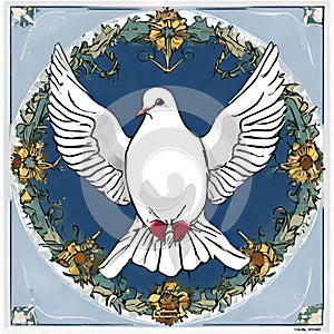 Dove of peace , peace bird, illustration of beautiful shiny dove