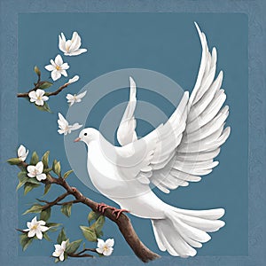 Dove of peace , peace bird, illustration of beautiful shiny dove