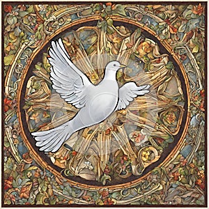 Dove of peace , peace bird, illustration of beautiful shiny dove