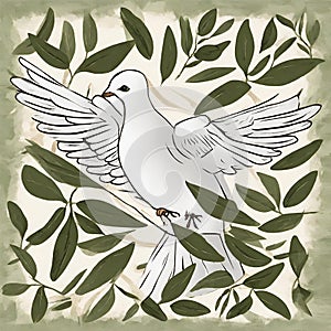 Dove of peace , peace bird, illustration of beautiful shiny dove