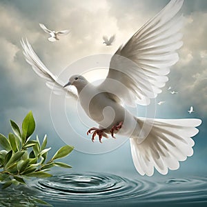 Dove of peace , peace bird, illustration of beautiful shiny dove