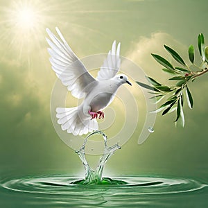 Dove of peace , peace bird, illustration of beautiful shiny dove