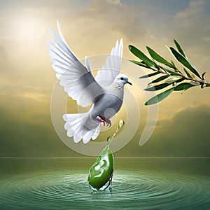 Dove of peace , peace bird, illustration of beautiful shiny dove