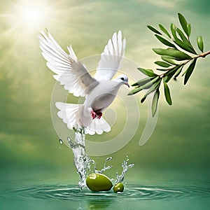 Dove of peace , peace bird, illustration of beautiful shiny dove