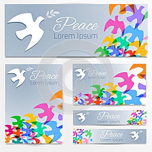 Dove silhouette. Logo, poster, banner template.