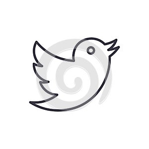 Dove,twitter vector line icon, sign, illustration on background, editable strokes