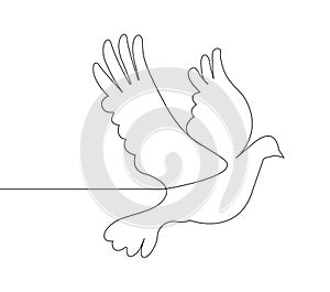 Dove vector in continuous tyle. Doves are symbols of peace. A call against war.