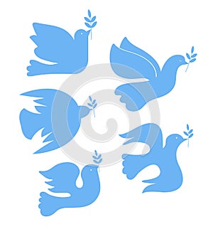 Dove vector in flat style. Doves are symbols of peace. A call against war. Ukrainian symbols.