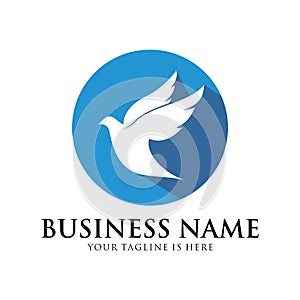 Dove vector logo design symbol of peace and humanity