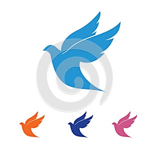 Dove vector logo design symbol of peace and humanity