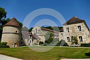 The dovecote, the kennel, the abbey church and the residence of the abbots of Fontenay Abbe