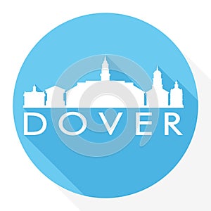 Dover Delaware Capital USA Round Icon Vector Art Flat Shadow Design Skyline City Silhouette Template Logo