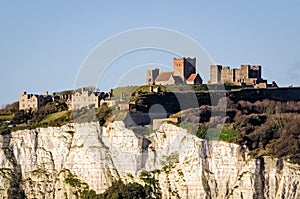 Dover, England, white cliffs and castle