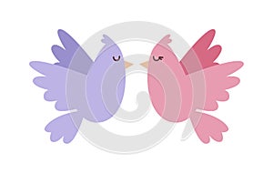Doves couple with hearts vector icon illustration
