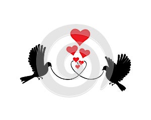 Two doves silhouettes, vector