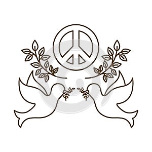 Doves with peace and love symbol isolated icon