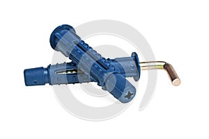 Dowel hooks with plastic dowels on a white background