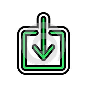 down arrow data loading color icon vector illustration
