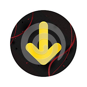 Down arrow icon elegant black round button