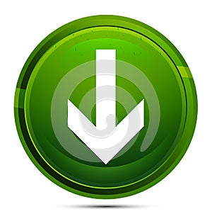 Down arrow icon glassy green round button illustration