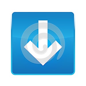 Down arrow icon shiny blue square button