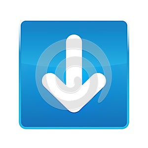 Down arrow icon shiny blue square button