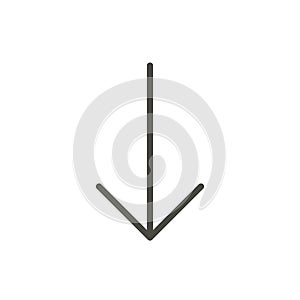 Down arrow icon vector. Line downgrade symbol.