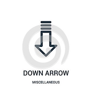 down arrow icon vector from miscellaneous collection. Thin line down arrow outline icon vector illustration. Linear symbol for use