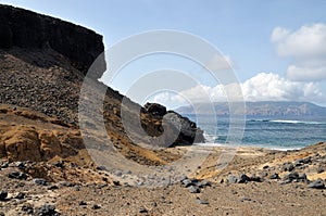 Down a cliff to the beach