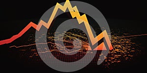 Down crisis financial business market graph on investment economy finance chart background of loss money economic crash